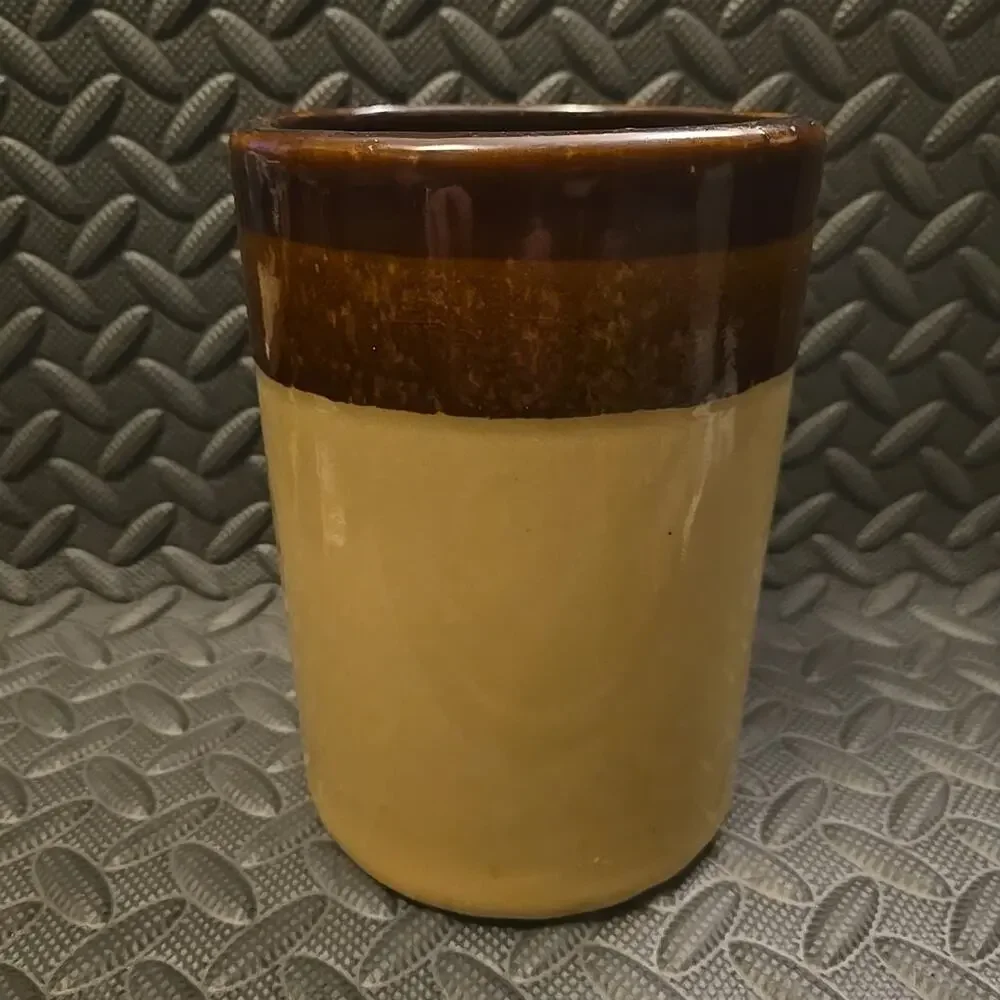 Vintage Brown Drip Glaze Kitchen Things Ceramic Utensil Holder Crock